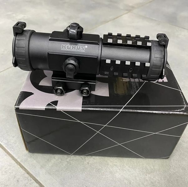 Приціл коліматорний KONUS SIGHT-PRO PTS2 3x30 (призматичний), 2.8 MOA, червона / синя точка 241544 фото